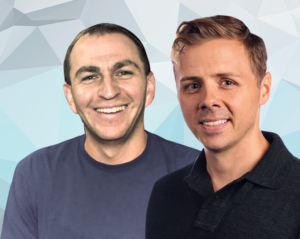 Photo of Brad Barrett and Jonathan Mendonsa from ChooseFI against a light blue grey gradient background